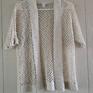 Chicos short sleeve open front cardigan sweater